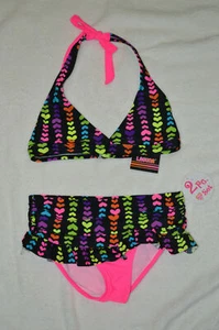 LAGUNA  Girl's Black/Fall In Love 2-Piece Tankini Set - Size 14 NWT - Picture 1 of 4
