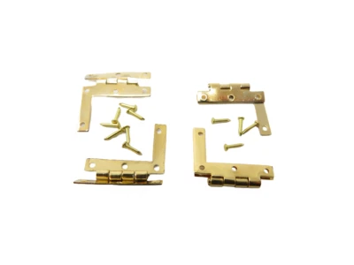 Dolls House 4 Brass H Hinges Miniature 1:12 DIY Fixtures & Fittings Hardware - Image 1 of 4