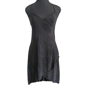 Women's Black Spaghetti Strap Asymmetrical Party Dress, Size M-L - Picture 1 of 17