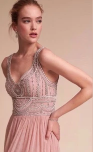 Maxi Vestido de Boda Anthropologie BHLDN Iris Esterlina Talla 4 $250.00 - Imagen 1 de 12