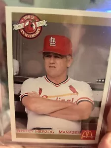 Pacific McDonalds 1992 #47 Whitey Herzog St. Louis Cardinals 100° anniversario - Foto 1 di 2