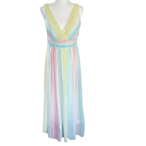 Sequin Hearts Maxi Dress Junior Size 11 Pastel Fairy Whimsical Sheer Flowy Lined - Picture 1 of 12