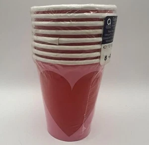 Key to Your Heart Valentine's Day Holiday Theme Party 9 oz Paper Cups - Picture 1 of 1