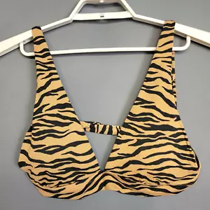 Aerie Triangel Piqué Bikini Oberteil Damen XL Braun Schwarz Tiger Zebra Print Pad Neu - Bild 1 von 14