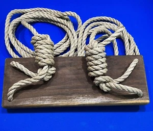Solid Wood Tree Rope Swing 2ft Seat Amish Hand Made Beautiful, 16ft Rope New!!! - Picture 1 of 12