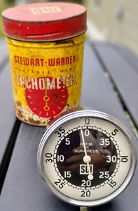 Stewart Warner Portable Hand Tachometer Model 757-W In Original Tin Can Vintage - Picture 1 of 7