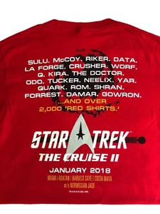 Star Trek Cruise 2018 T-Shirt ~ NEW, NEVER WORN ~ Adult Size Small ~ Red - Picture 1 of 3