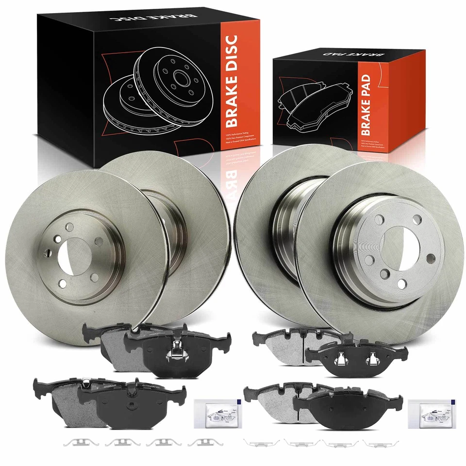 12 piezas rotores de freno de disco delanteros y traseros y pastillas de freno para BMW X5 2002 2003 2004-2006 Foto 1 de 4