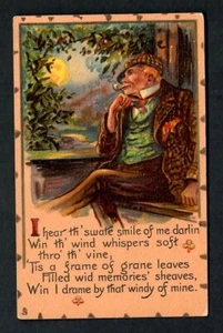 CMb "Raphael Tuck & Sons" Leatherette Series #116 Gentleman Pipe Moonlight - Picture 1 of 2