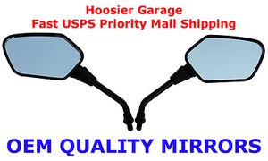 Pair of Black Angular Head Motorcycle Mirrors - Kawasaki Vulcan 800 1500 1600 - Bild 1 von 5