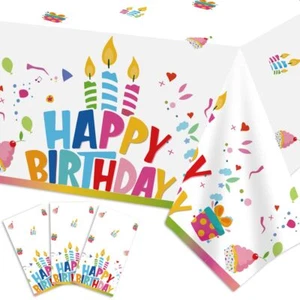 3 Pcs Colorful Birthday Tablecloth Happy Birthday Table Cover for Boys Girls - Picture 1 of 6