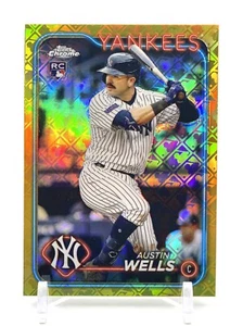 AUSTIN WELLS/50 RC SSP ROOKIE GOLD LOGOFRACTOR 2024 Topps Chrome Yankees - Imagen 1 de 3