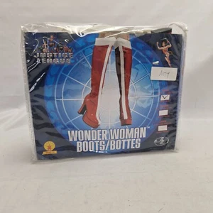 Rubie's Justice League Wonder Woman Red White Knee High PU Boots UK Size 3-4 - Picture 1 of 13