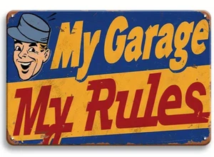 My Garage My Rules - Retro Vintage Tin Sign - 8x12 Inch - Picture 1 of 2