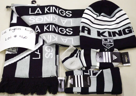 adidas Men's Los Angeles Kings Scarf Beanie Cap Socks Sample Cover