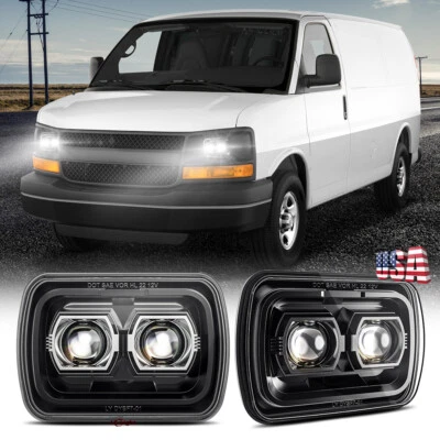 2PC 7x6" 5x7" LED Headlights for Chevy Express 3500 2500 for GMC Savana 1500 Van - Image 1 of 4