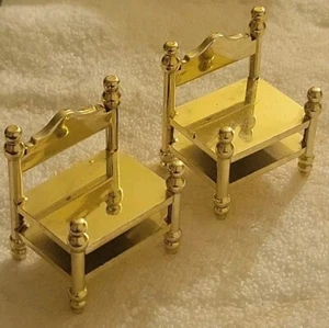 VINTAGE LUNDBY DOLLHOUSE Miniatures Side Tables Faux Brass - Picture 1 of 6