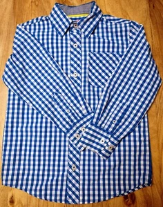 NEW NWOT - Boys Arizona long sleeve blue/white button up shirt - size S (6/7) - Picture 1 of 4