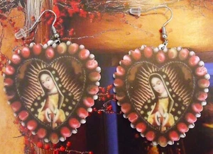 New Heart Shape Our Lady of Guadalupe Dangle Earrings Religious Jewelry - Picture 1 of 5