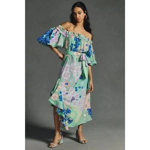 NWT Anthropologie Oopscool Off-The-Shoulder Floral Printed Dress Women's Size XS - Picture 1 of 14