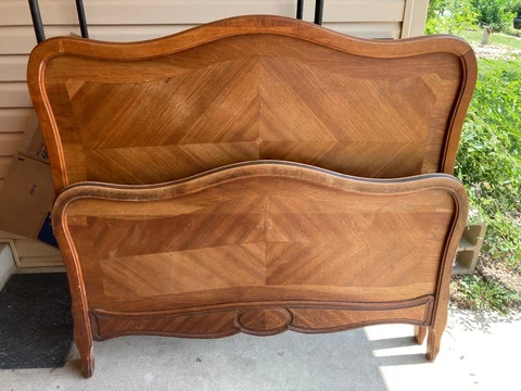 Antique French Louis XVI Full Bed Frame Headboard and Footboard Cover