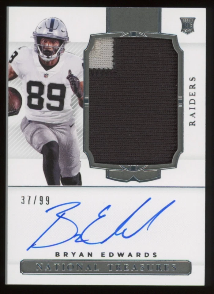 2020 National Treasures #186 BRYAN EDWARDS Rookie Patch Auto RPA #37/99 Raiders - Image 1 of 2