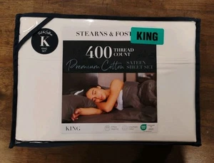 Set lenzuola STEARNS & FOSTER king size bianco 400 fili raso di cotone - Foto 1 di 4