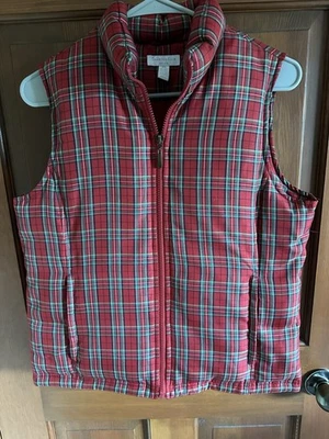 Colete xadrez vermelho Macy’s Petite S Charter Club com bolsos laterais com zíper - Imagem 1 de 4