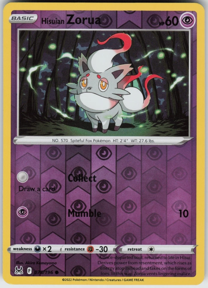 PO-06 Reverse Holo Hisuian Zorua 075/196 Common SWSH11: Lost Origin - Image 1 of 1