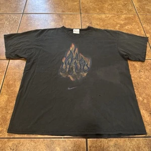Vintage Nike 1990s Air Bakin Flames Logo Recalled Sport Brand Rare 90s Shirt XL - Picture 1 of 7
