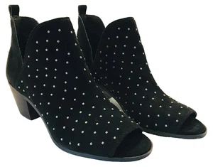 Lucky Brand Womens Oiled Suede Barlenna Peep Toe Booties Black Size 7.5 M - Picture 1 of 9
