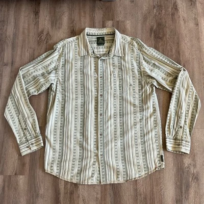 Prana Men’s Shirt Size XL Geometric Striped Long Sleeve Button Up Organic Cotton - Image 1 of 4