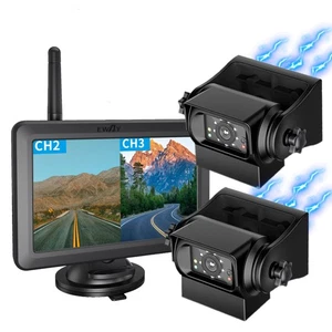 2 Magnetic Wireless Backup Cameras HD1080P w/ 5" Split Screen Monitor Portabl... - Picture 1 of 9