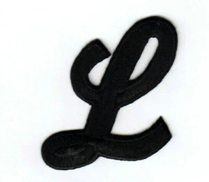 LETTERS - Black Script  2" Letter "L" - Iron On Embroidered Applique - Picture 1 of 1