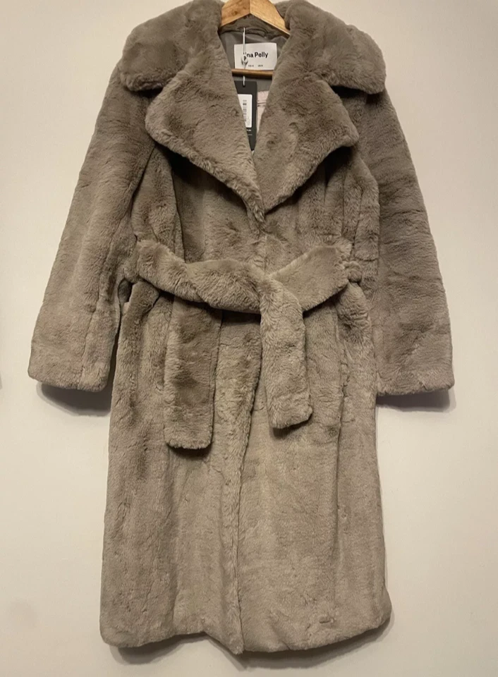 ENA PELLY X REBECCA JUDD Faux Fur Jacket Long Size 12 BNWT Was $449 Now $150 - image 1 of 4