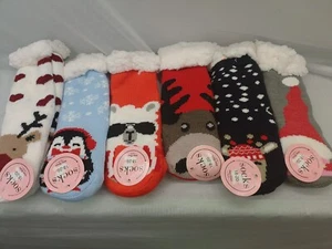 (6) Hao Zhan weiche Socken Hausschuhe Griffe bequem warm, Weihnachten Theam 6 Paar  - Bild 1 von 7