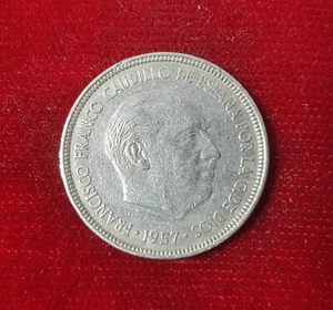 5 PTAS Pesetas Spain Spain Pesetas ESPANA 1957 Fraco Caudillo Coin Coin - Picture 1 of 2