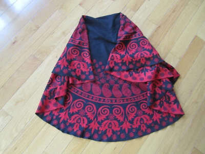 Mantón envolvente de lana de cachemir Pashmina capa osfm negro rojo cachemir reversible boho Foto 1 de 4