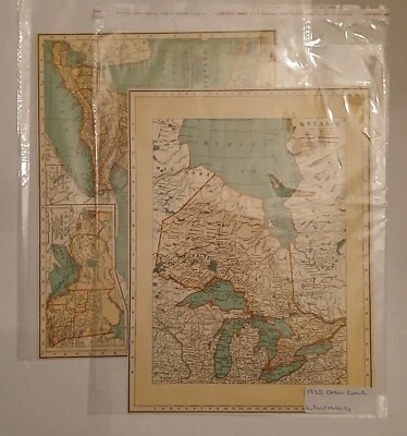 Par de mapas vintage de Rand McNally 1932 de Ontario, Canadá Foto 1 de 4