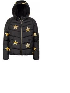 Rothschild & Co Big Girls Puffer Jacket M 10/12 Black with Gold Foil Stars - Picture 1 of 2