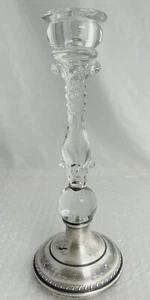VINTAGE STERLING SILVER & GLASS CRYSTAL CAMBRIDGE CANDLESTICK Only (1) - Picture 1 of 9