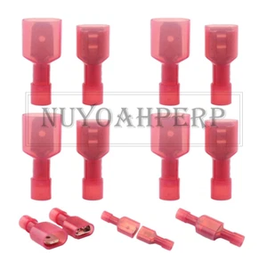 100x Kabelschuhe rot 6,3 Flachsteckhülsen + Flachstecker vollisoliert 0,5 - 1,5 - Bild 1 von 9