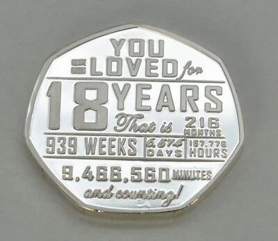 18th Birthday Silver Commemorative. Gift/Present, 18 Years, Congratulations - Image 1 of 4