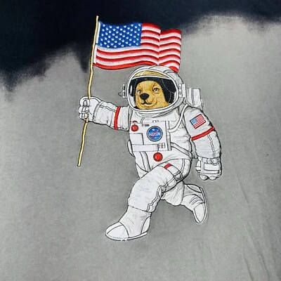 Camisa Hudson Outerwear Bandera EE. UU. Oso Astronauta Bordada Para Hombre 2x Negra Gris Foto 1 de 4