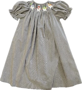 Silly Goose Black Checked Snowman Smocked Bishop Dress Size 4 - Picture 1 of 1