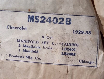 Винтажные прокладки выпускного коллектора новые из старых запасов MS2402B 1929-33 Chevrolet 6 цилиндров  - Изображение 1 из 4