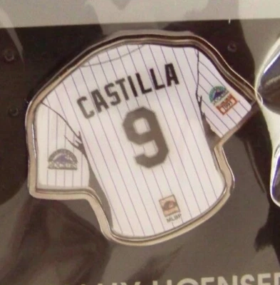 Colorado Rockies Vinny Castilla #9 jersey pin primary & 1995 Coors Field logos - Image 1 of 4