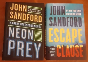 LOT of 2 John Sandford Hardcover books Neon Prey & Escape Clause HC DJ thrillers - Picture 1 of 11