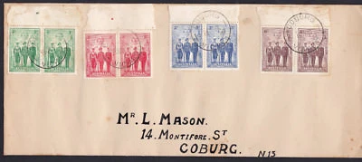 1940 ANZAC Australia WWII Imperial Forces Set Top Selvedge Pairs FDC Cover - Image 1 of 4