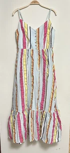 J CREW DRESS WOMEN'S 6 TIERED MIDI STRIPED SEERSUCKER RIBBONS - Picture 1 of 10